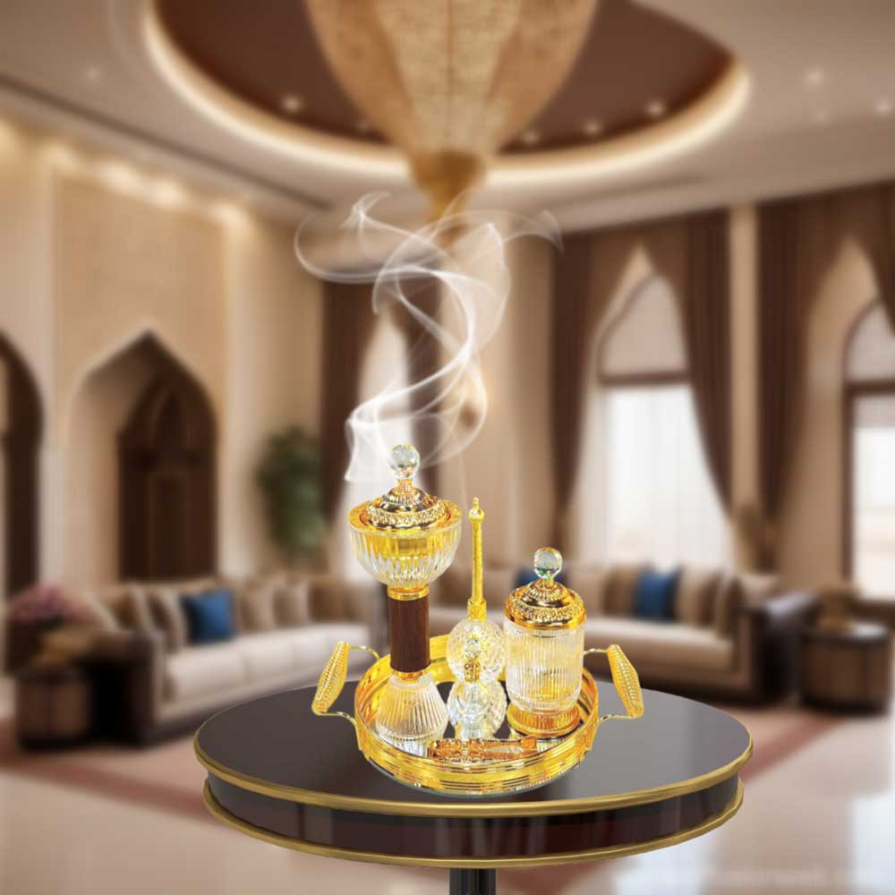 طقم مبخرة ذهبية فاخرة لتعطير المنزل والديكور - MK1845