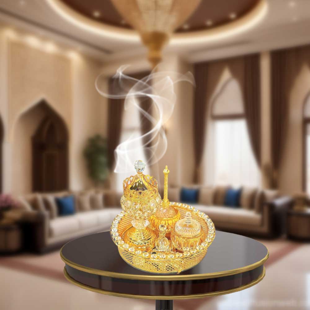 طقم مبخرة ذهبية فاخرة لتعطير المنزل والديكور - MK1866