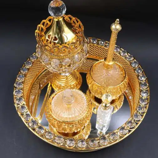 طقم مبخرة ذهبية فاخرة لتعطير المنزل والديكور - MK1866
